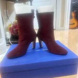 Stuart Weitzman Burgundy Heeled Boots